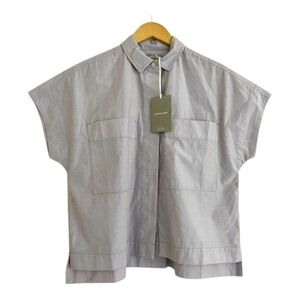 Everlane Dusty Lavender Cotton Poplin Short Sleeve Button-Up Box Shirt